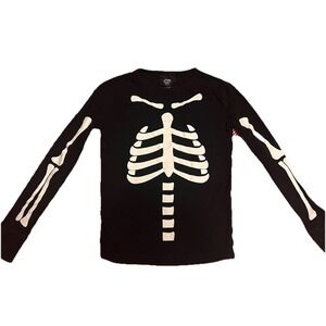 Kids Skeleton Black Long Sleeve Tee Size 5 Halloween Misfits Punk Goth Alt